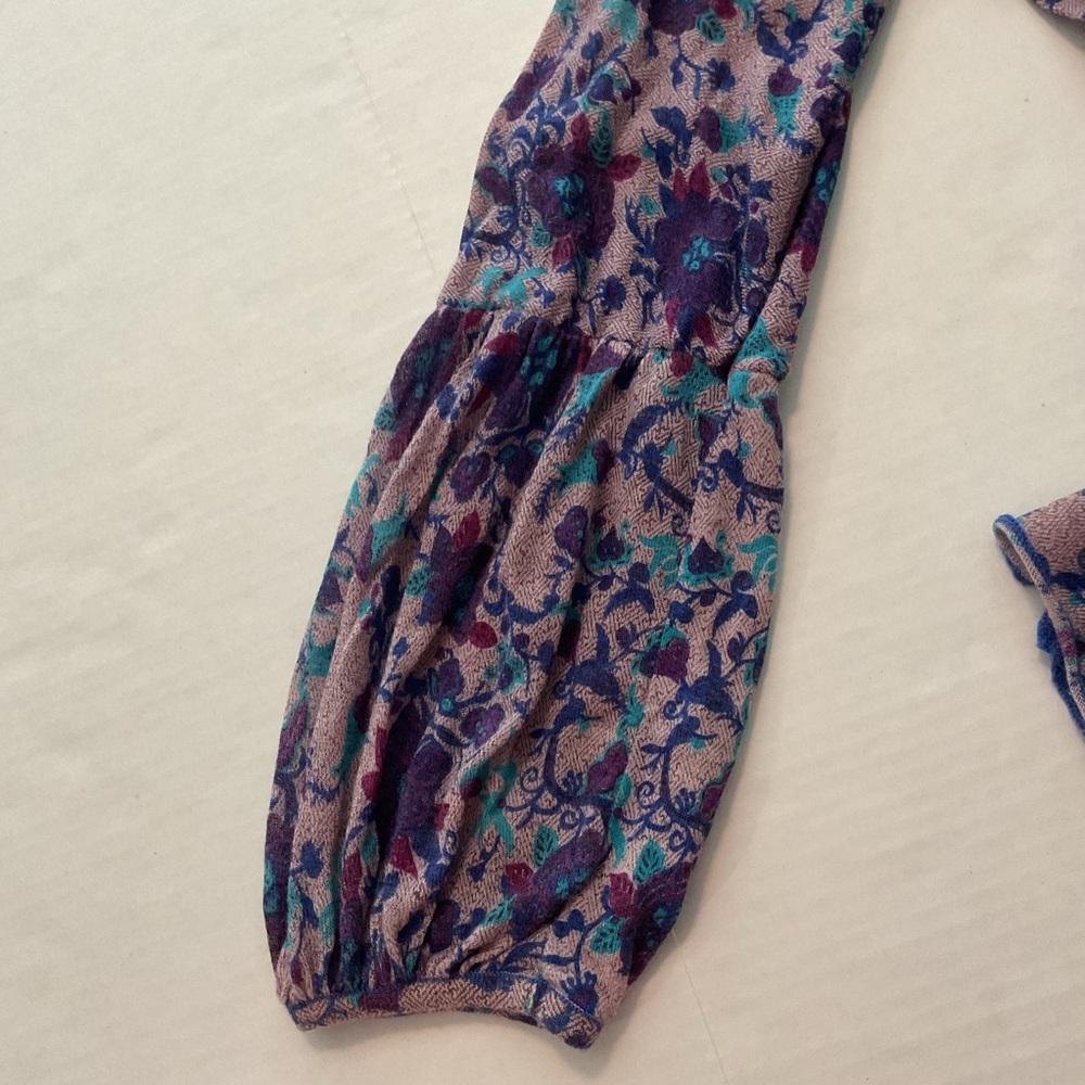 Free People Purple Floral Blouse‎ with Orange Accents - Picture 7 of 11
